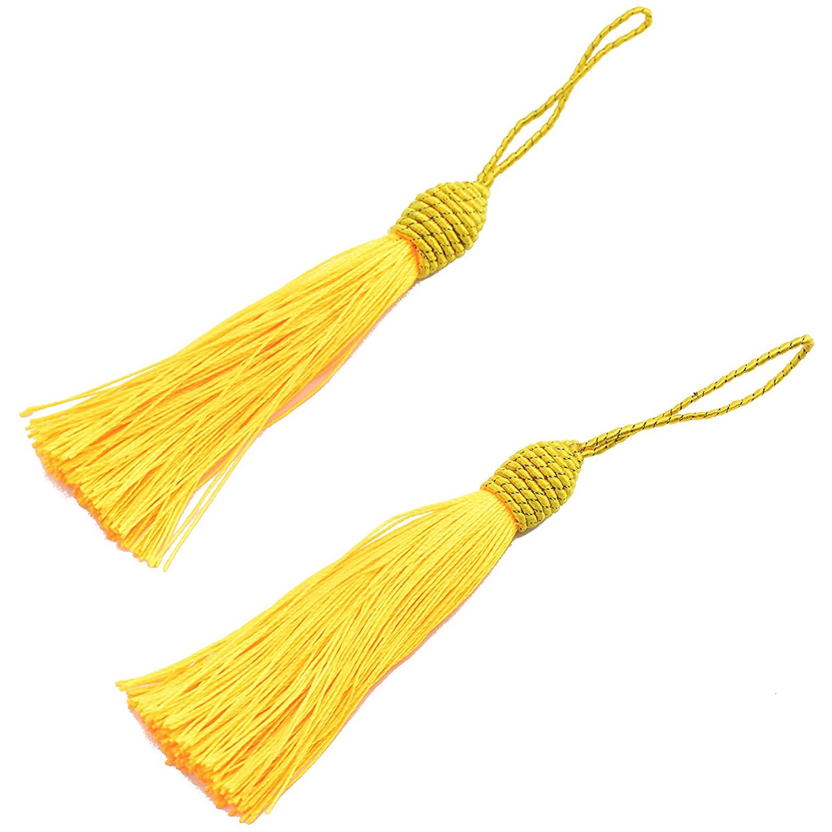 6 Inch Silky Floss Bookmark Tassels with 2-Inch Cord Loop and Small  royal gold color nice quality